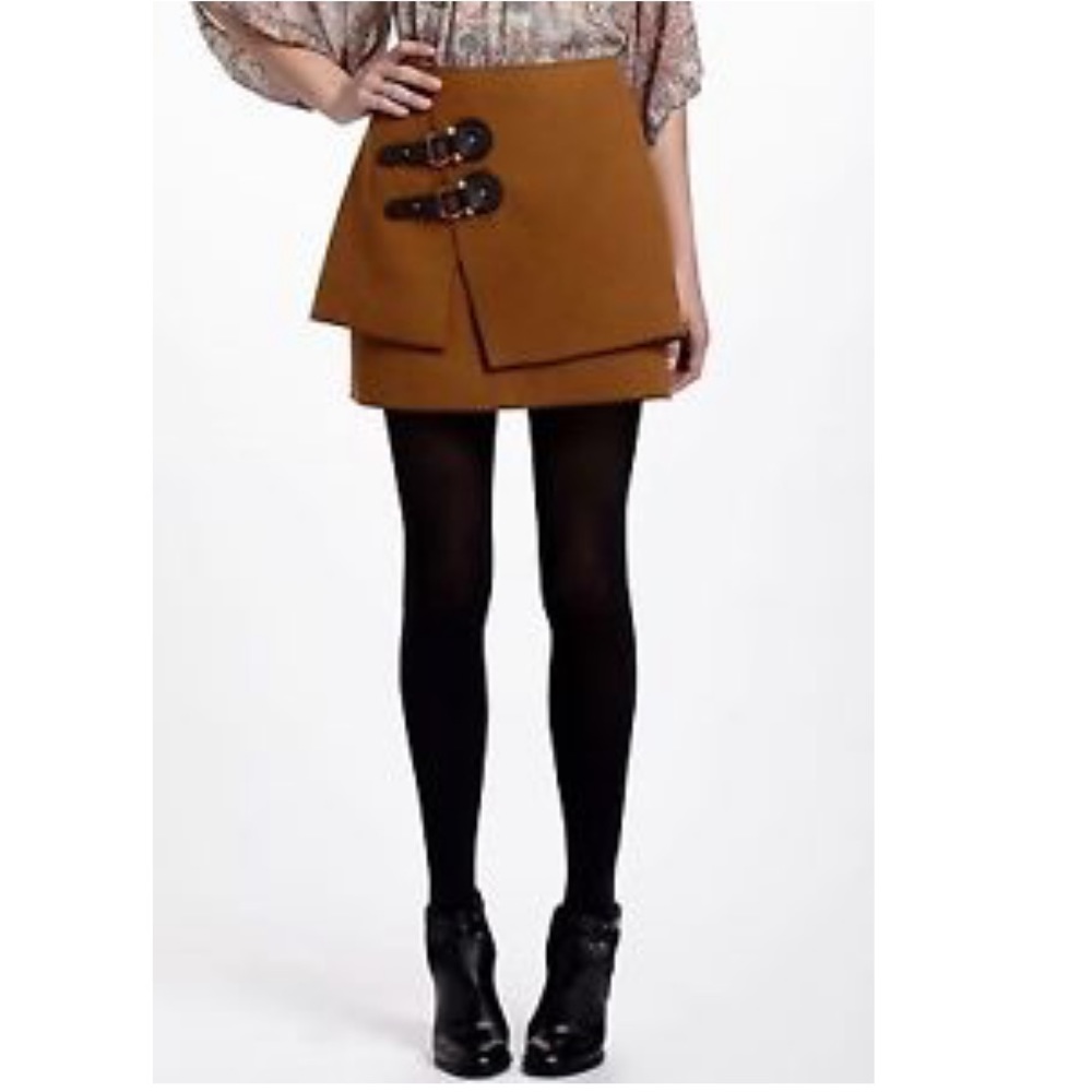 Anthropologie Meadow Rue Felt Buckle Skirt